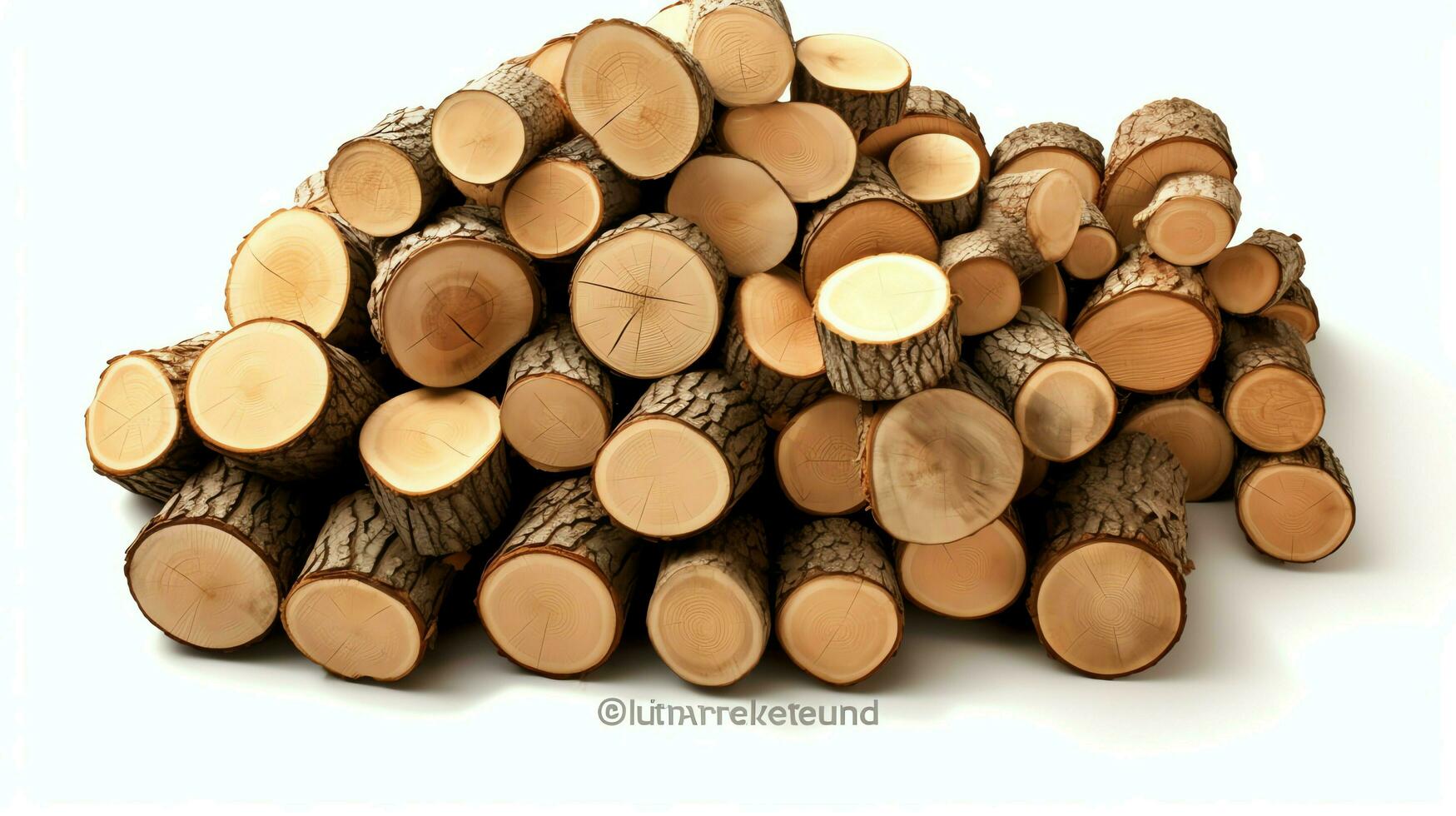 A large circular piece of wood, wooden trunk or stacked tree lumber for furniture industry. Wooden log concept by AI Generated photo