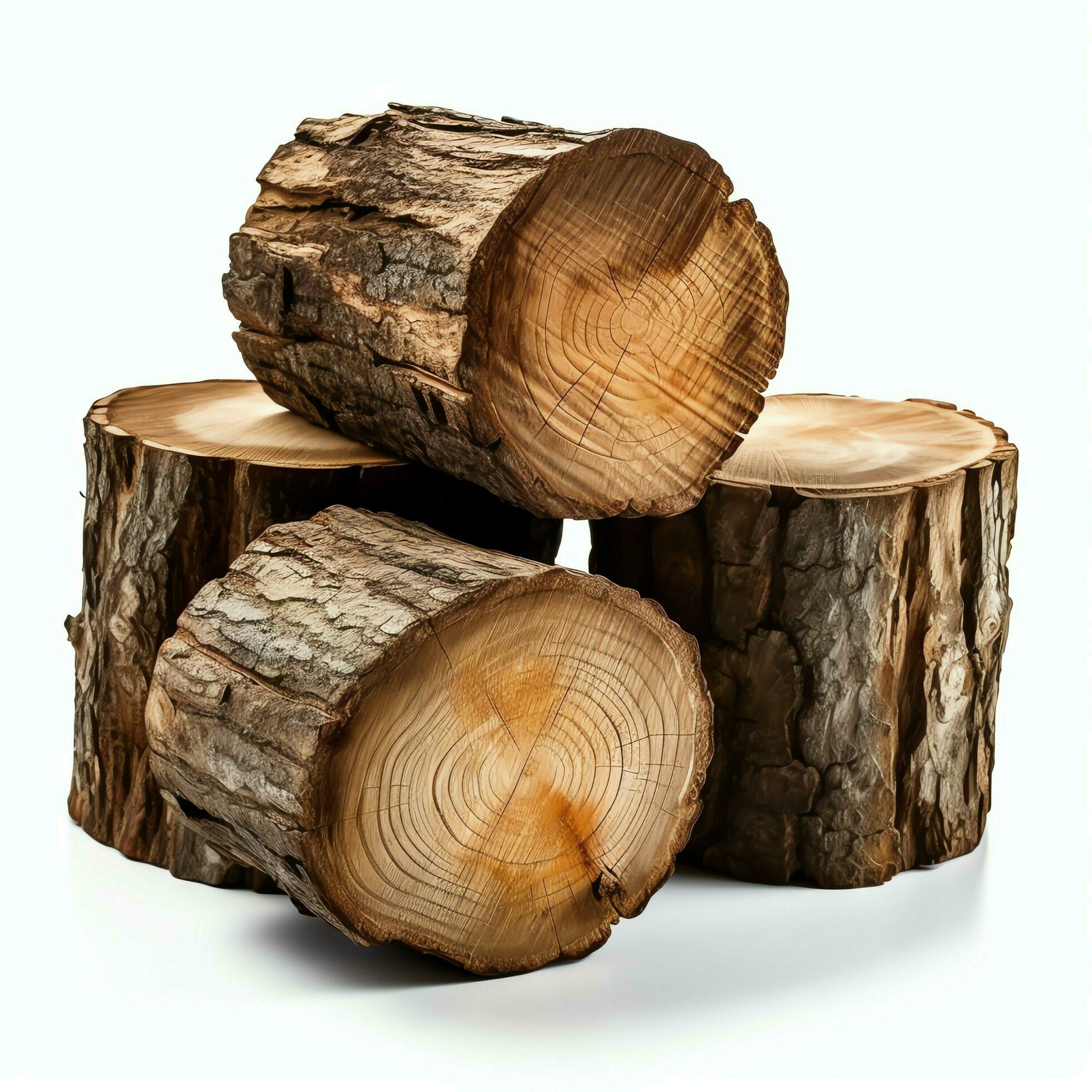 A large circular piece of wood, wooden trunk or stacked tree lumber for furniture industry
