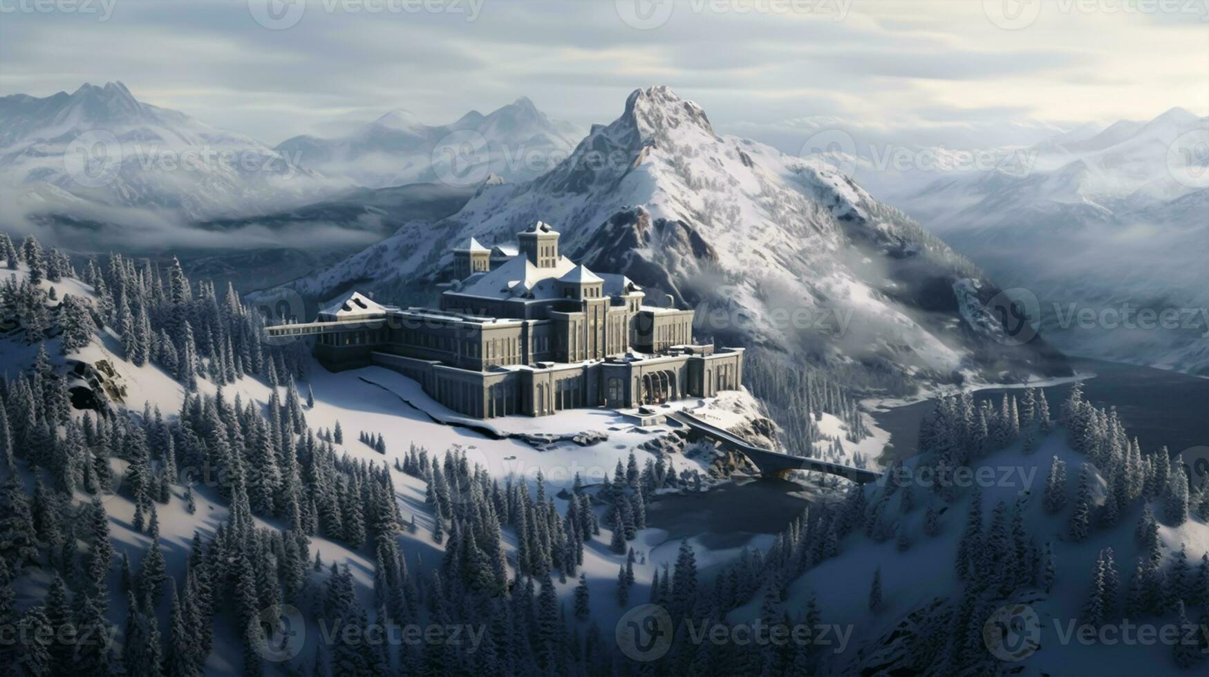 Christmas a small cottage on top 3D illustration, Generative ai photo