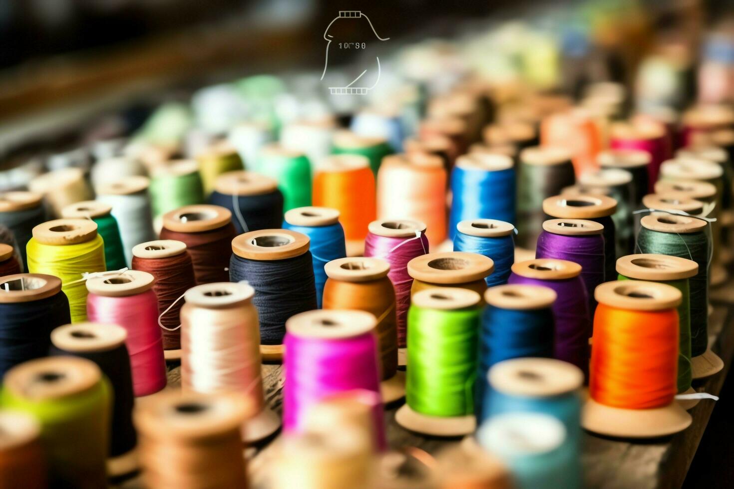 Textile cloth factory industry with embroidery machine, knitting or spinning. Sewing thread company concept by AI Generated photo