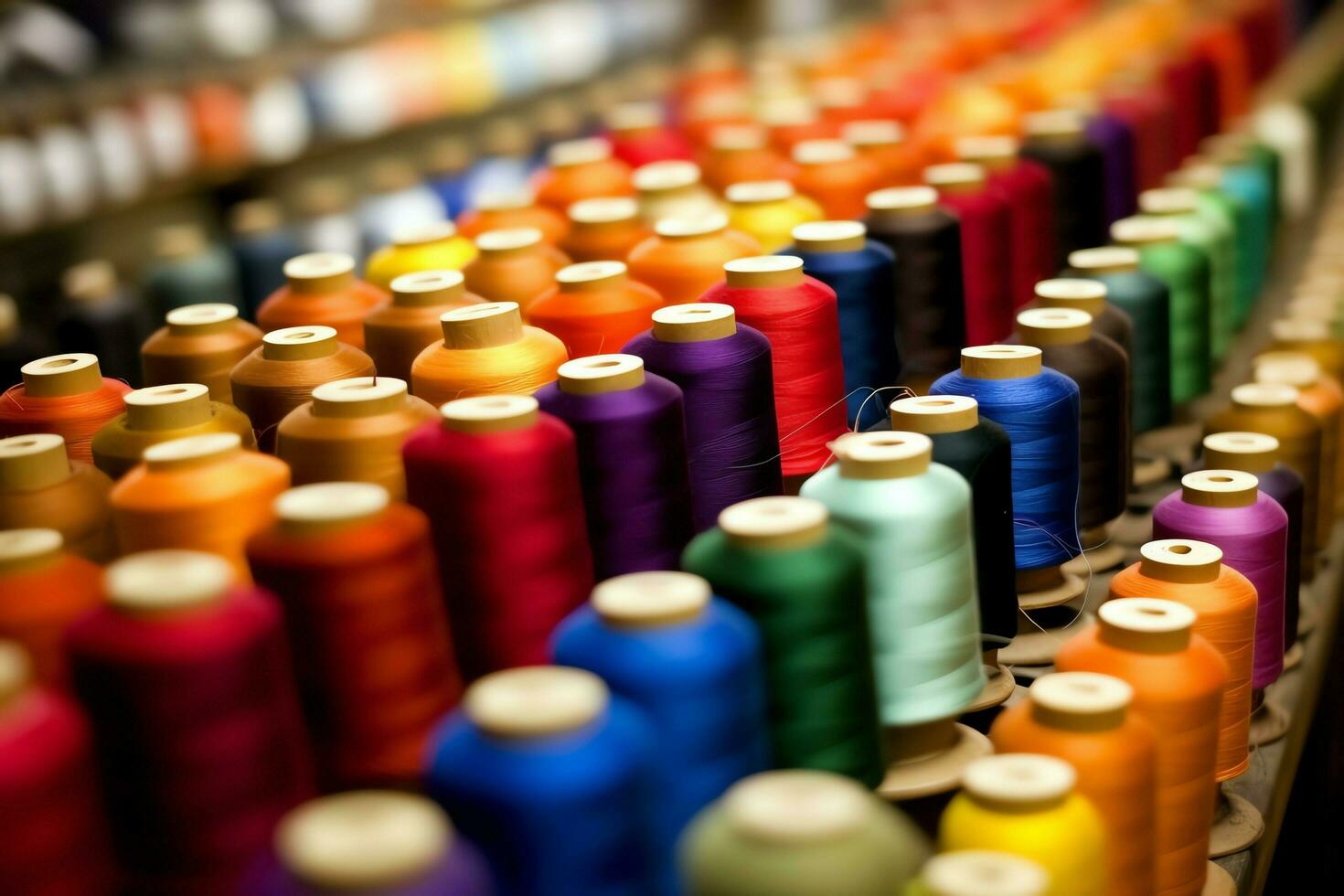 Textile cloth factory industry with embroidery machine, knitting or spinning. Sewing thread company concept by AI Generated photo