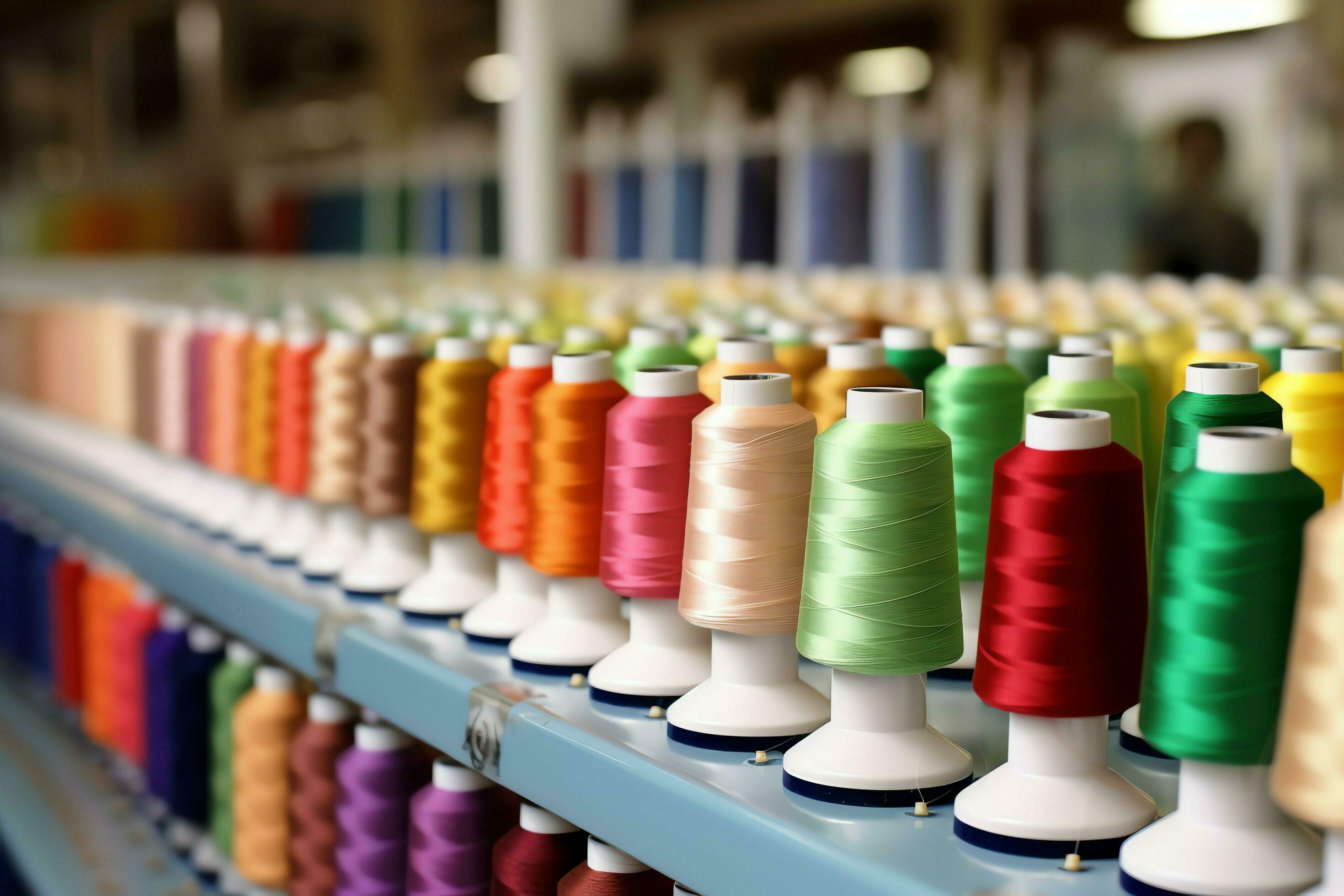 Textile cloth factory industry with embroidery machine, knitting or