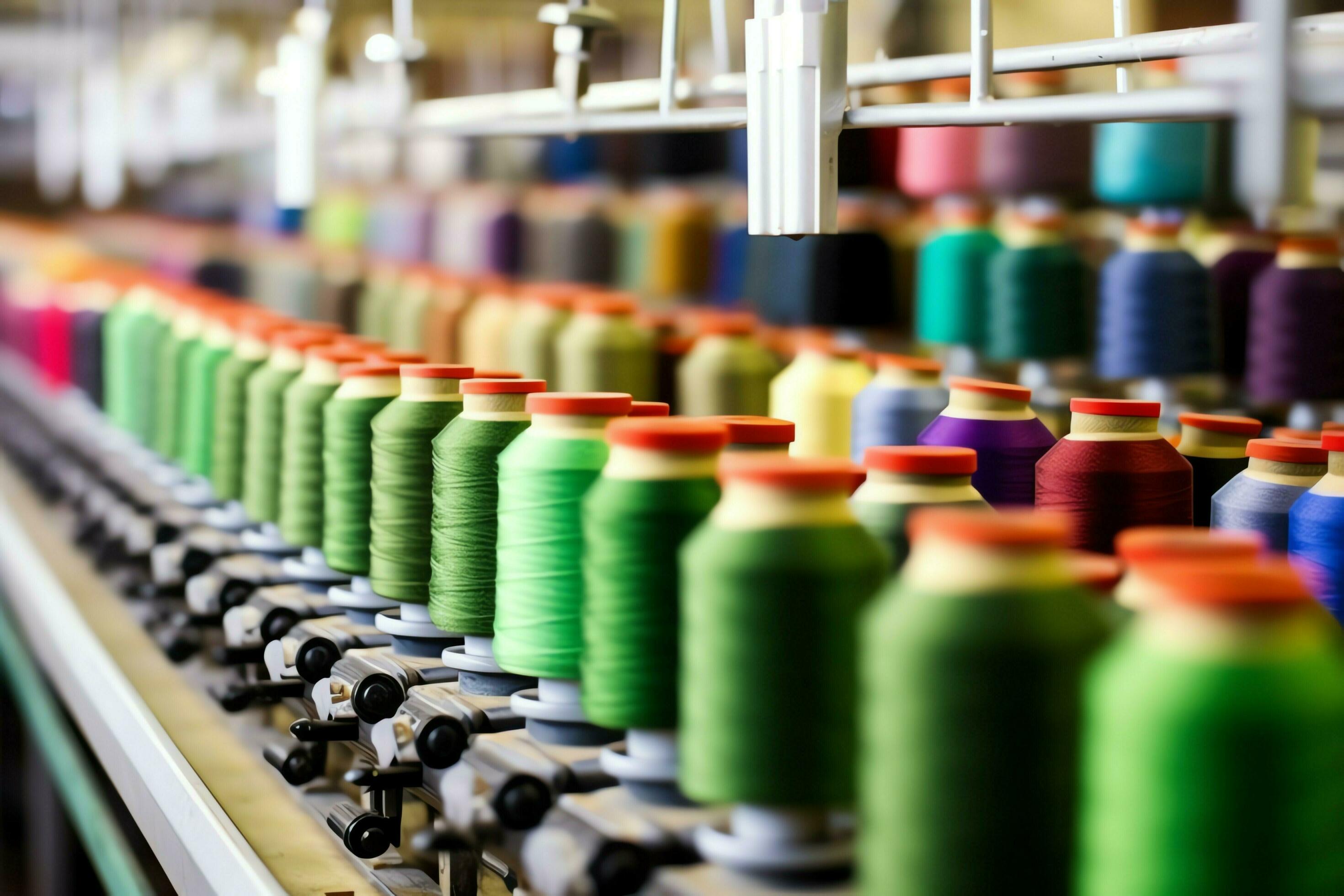 Textile cloth factory industry with embroidery machine, knitting or