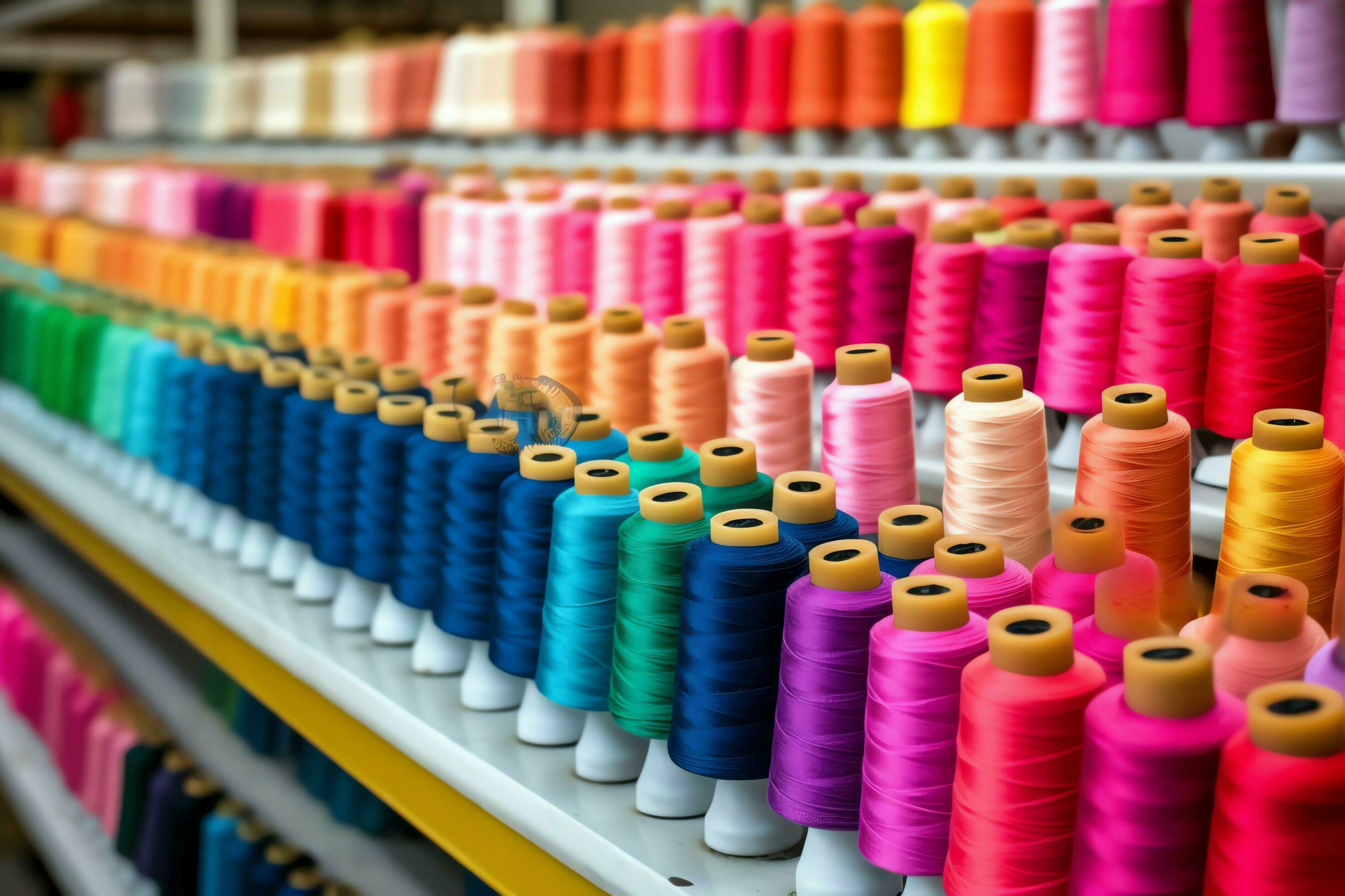 Textile cloth factory industry with embroidery machine, knitting or