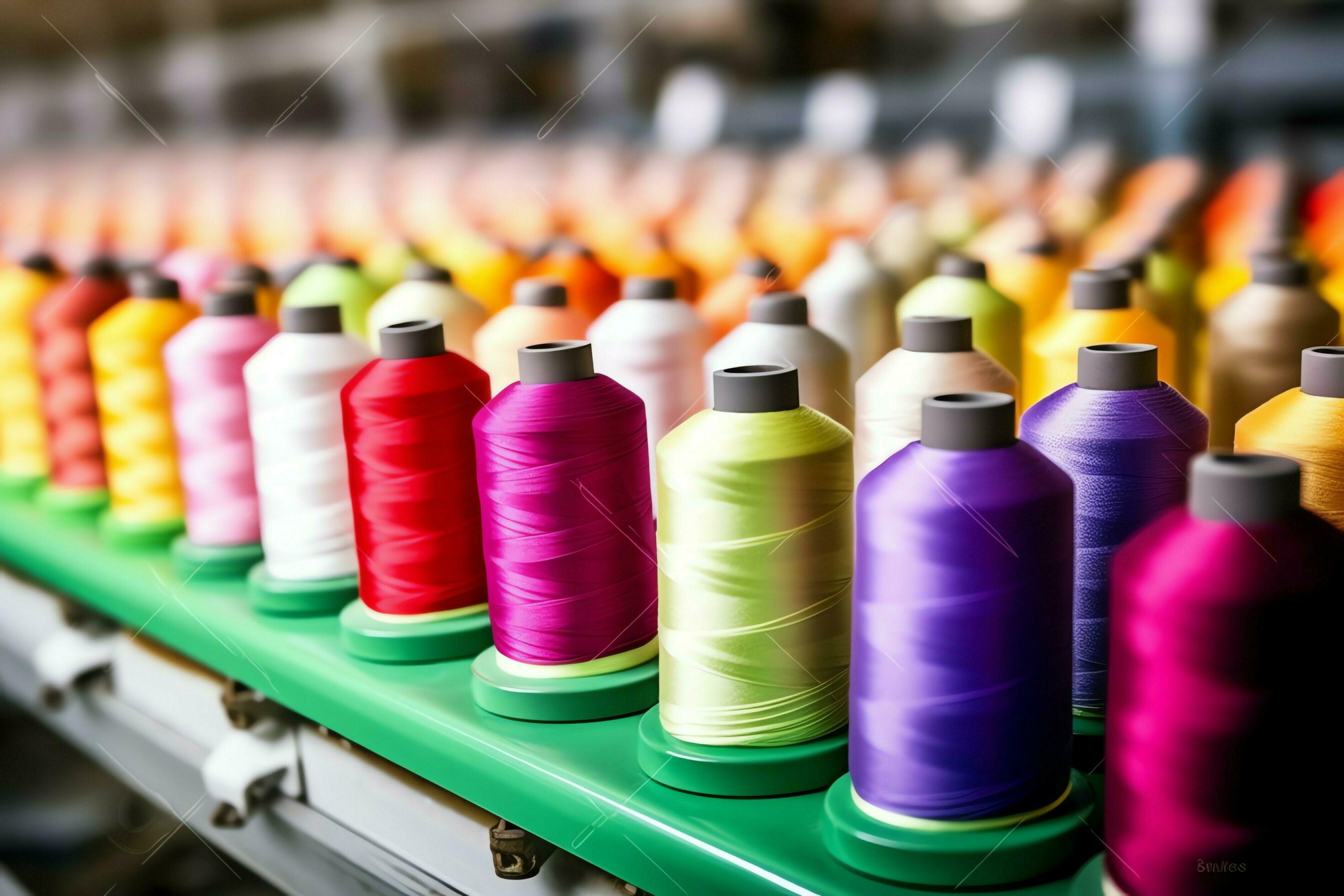 Textile cloth factory industry with embroidery machine, knitting or