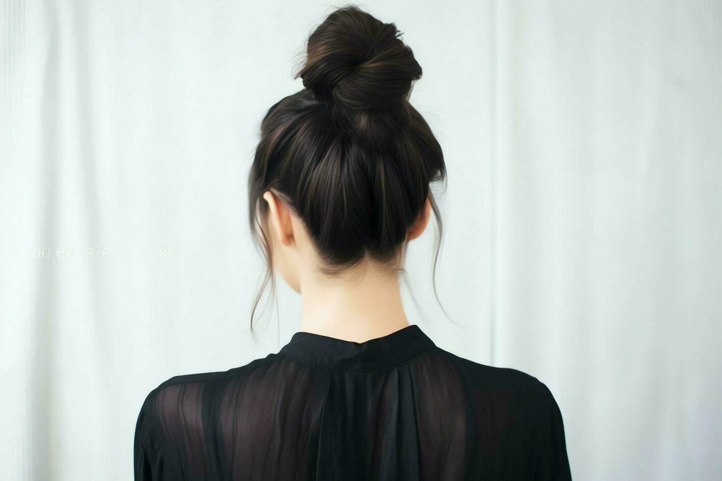 A beautiful bride with a bun hairstyles for long hair look from back. A female hairstyle rear view concept by AI Generated photo