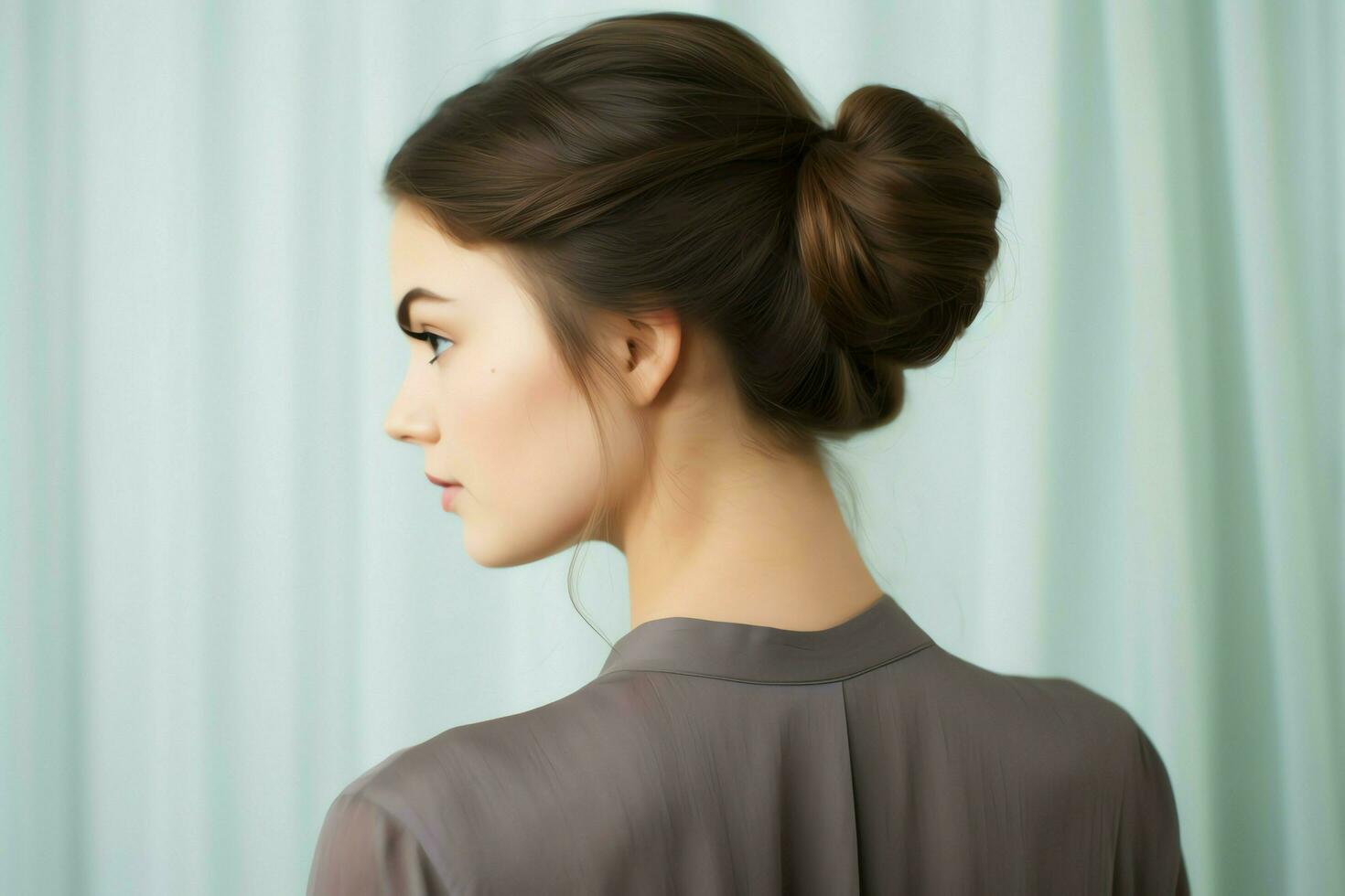 A beautiful bride with a bun hairstyles for long hair look from back. A female hairstyle rear view concept by AI Generated photo