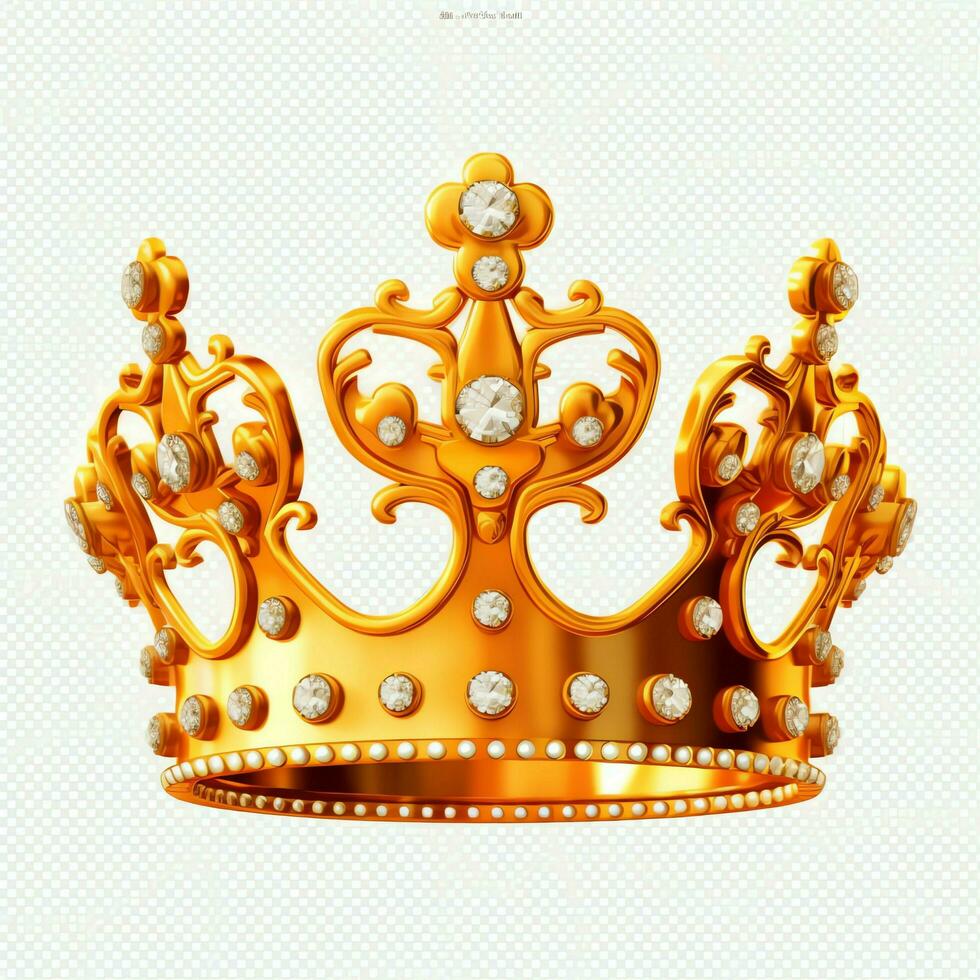 Regal golden emperor crown of a king on white background. 3D rendering luxury royal king gold crown concept by AI Generated photo