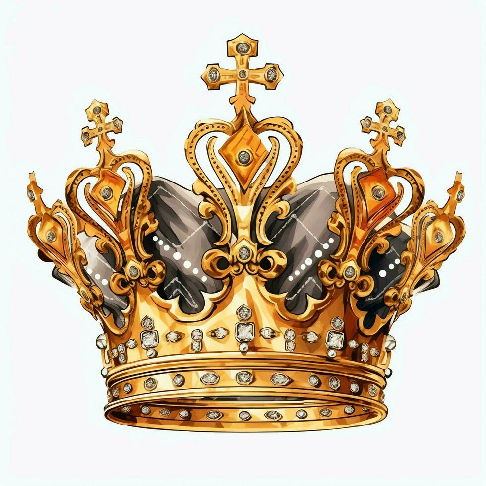 Regal golden emperor crown of a king on white background. 3D rendering luxury royal king gold crown concept by AI Generated photo