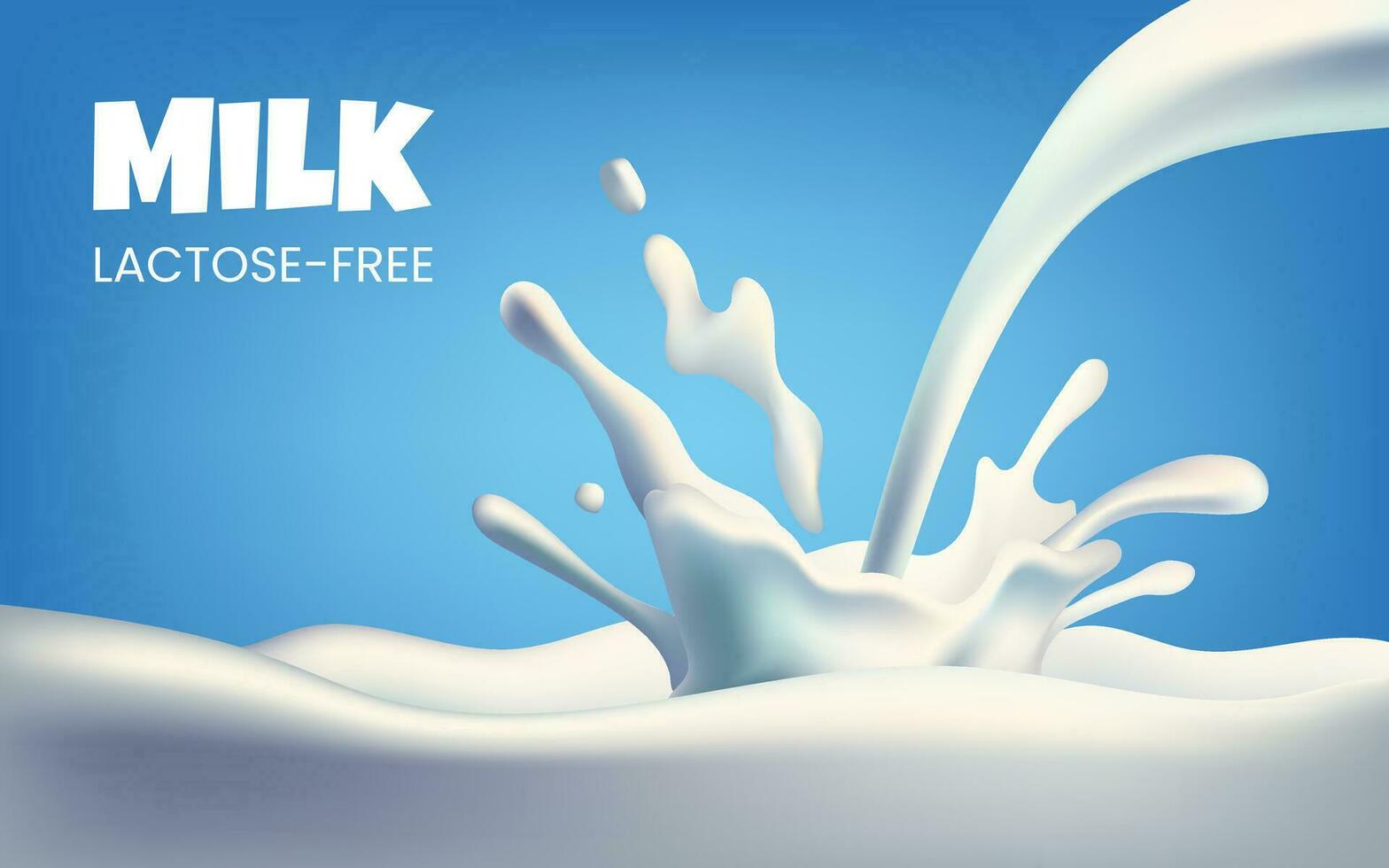 Vector milk splash illustration. Perfect for dairy product branding, it portrays a realistic, flowing, and fresh aesthetic in a dynamic and enticing manner. Not AI generated.