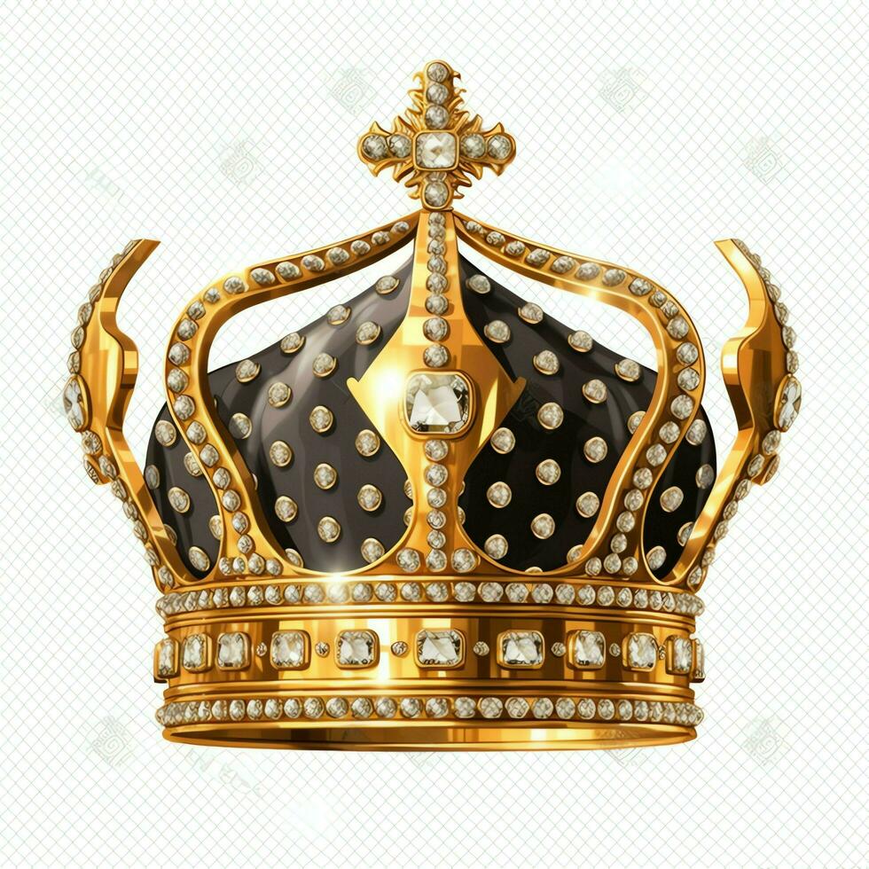 Regal golden emperor crown of a king on white background. 3D rendering luxury royal king gold crown concept by AI Generated photo