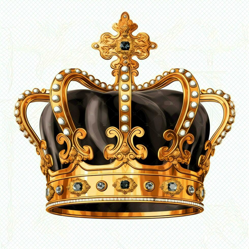 Regal golden emperor crown of a king on white background. 3D rendering luxury royal king gold crown concept by AI Generated photo