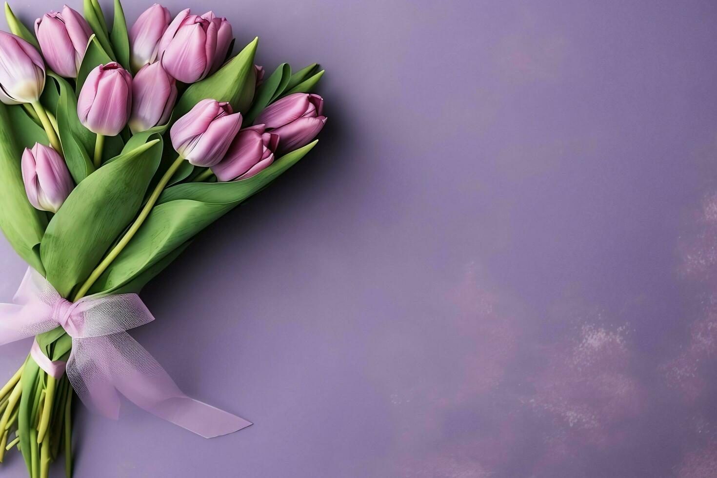 Decorative of tulips flowers bouquet or wrapped gift box. For mothers day or valentine with copyspace concept by AI Generated photo