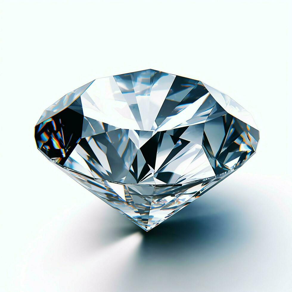 White shiny clear big diamond or beautiful jewel isolated on white surface. Dazzling classic diamond concept by AI Generated photo