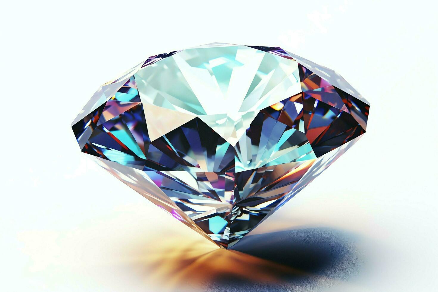 White shiny clear big diamond or beautiful jewel isolated on white surface. Dazzling classic diamond concept by AI Generated photo