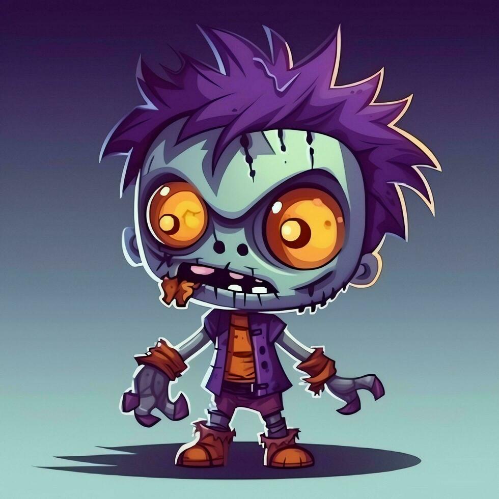 A creepy zombie in cartoon style. A scary zombie resurrection and crawling for halloween celebration. Halloween concept by AI generated photo