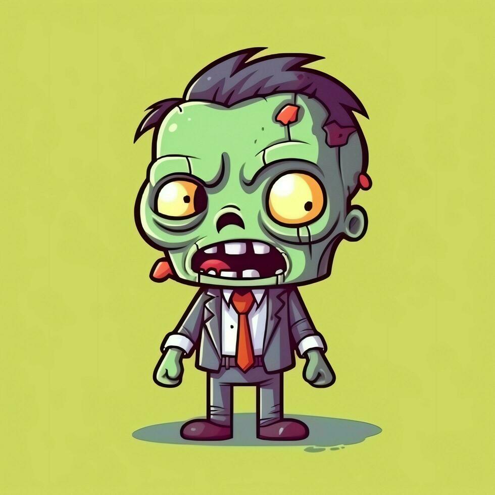 A creepy zombie in cartoon style. A scary zombie resurrection and crawling for halloween celebration. Halloween concept by AI generated photo