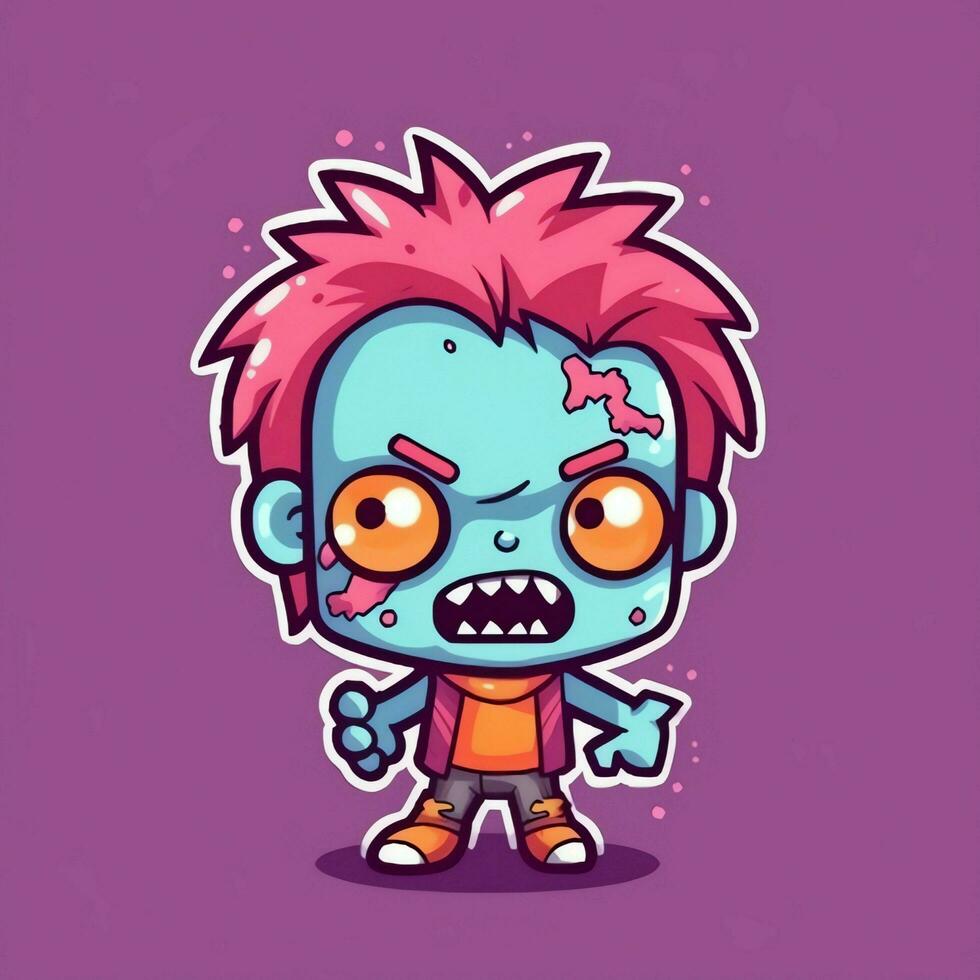 A creepy zombie in cartoon style. A scary zombie resurrection and crawling for halloween celebration. Halloween concept by AI generated photo
