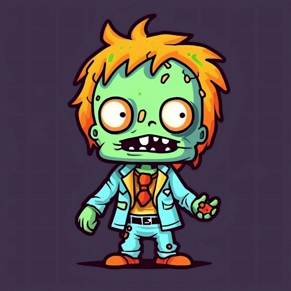 A creepy zombie in cartoon style. A scary zombie resurrection and crawling for halloween celebration. Halloween concept by AI generated photo
