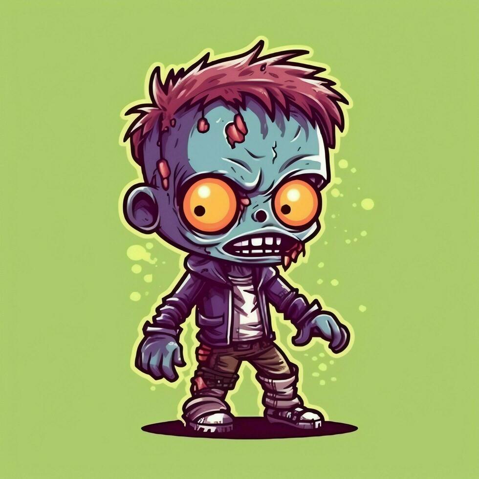 A creepy zombie in cartoon style. A scary zombie resurrection and crawling for halloween celebration. Halloween concept by AI generated photo