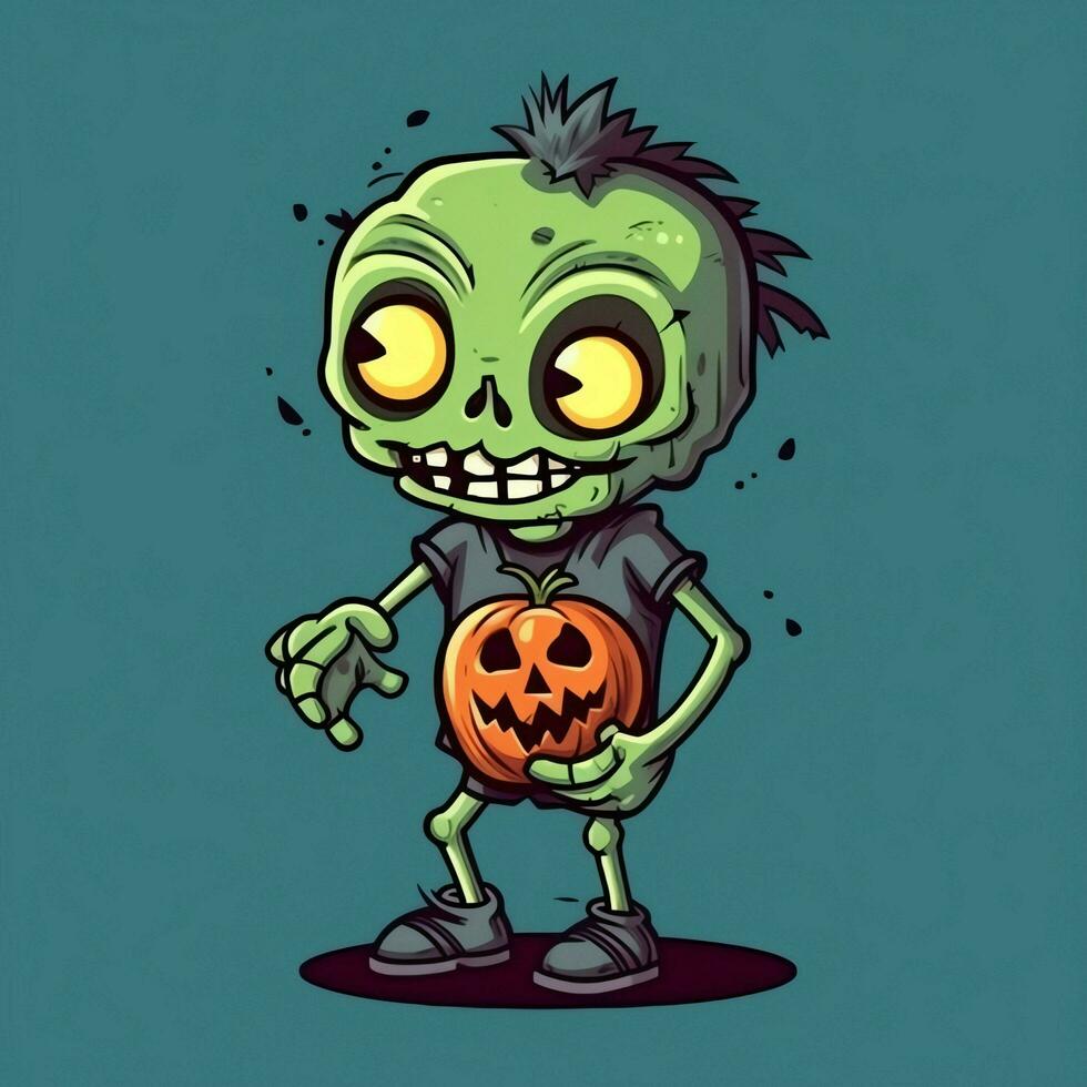 A creepy zombie in cartoon style. A scary zombie resurrection and crawling for halloween celebration. Halloween concept by AI generated photo
