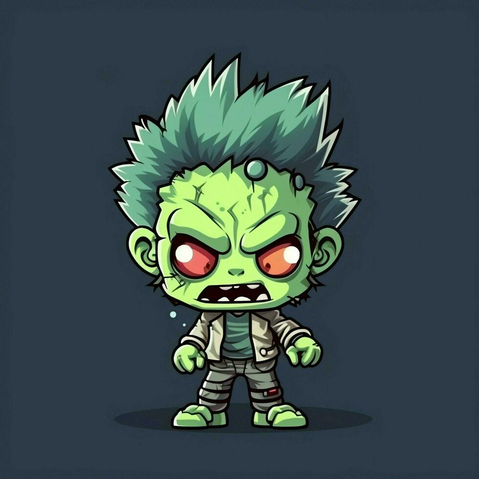 A creepy zombie in cartoon style. A scary zombie resurrection and crawling for halloween celebration. Halloween concept by AI generated photo