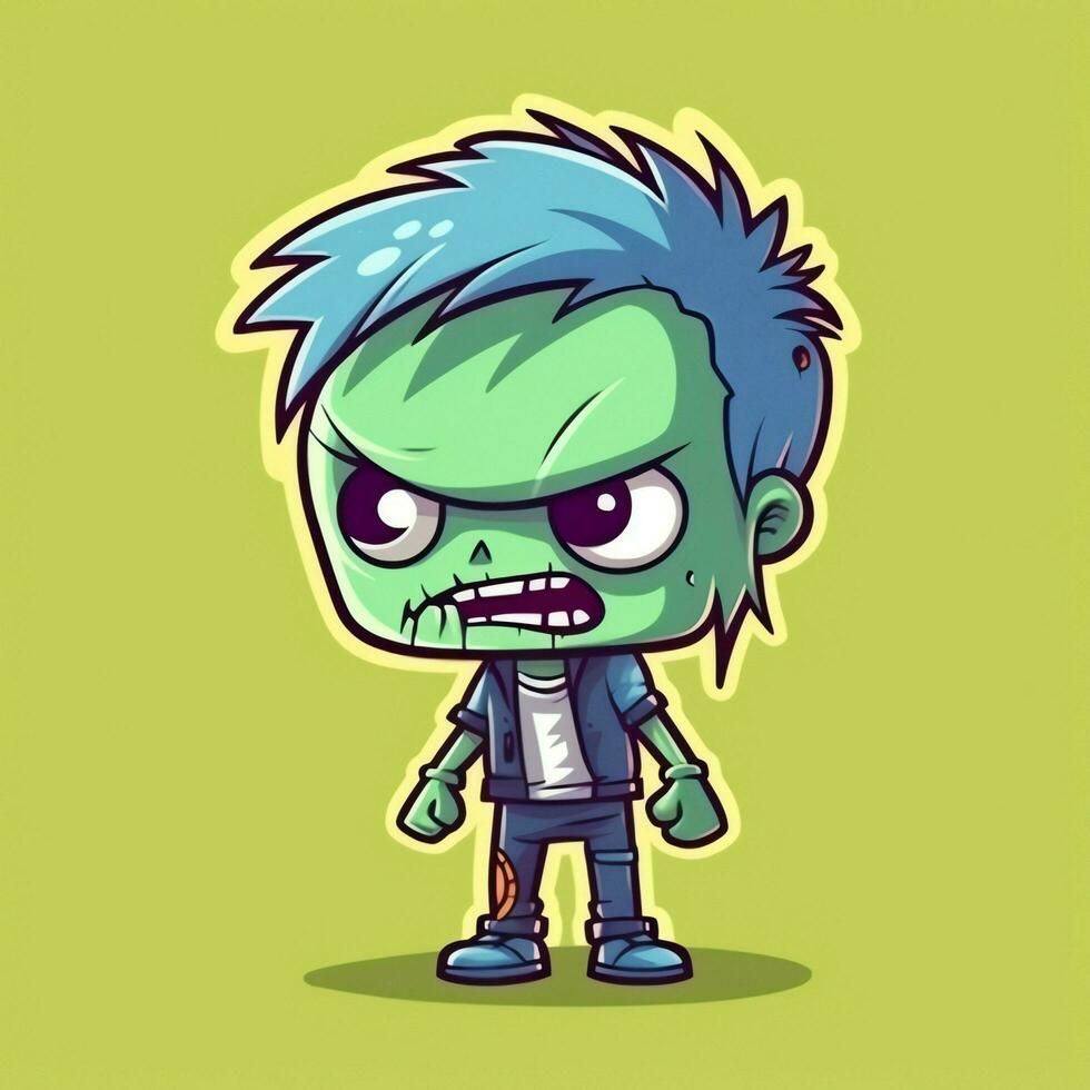 A creepy zombie in cartoon style. A scary zombie resurrection and crawling for halloween celebration. Halloween concept by AI generated photo