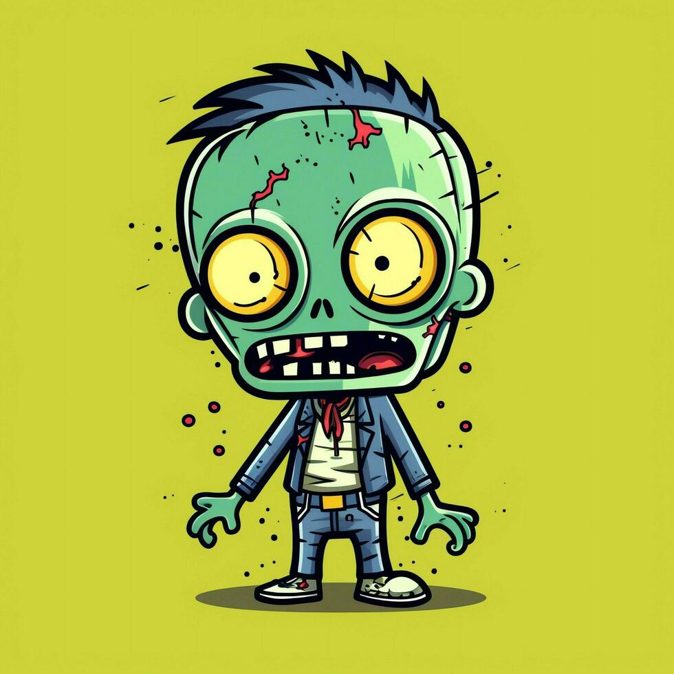 A creepy zombie in cartoon style. A scary zombie resurrection and crawling for halloween celebration. Halloween concept by AI generated photo