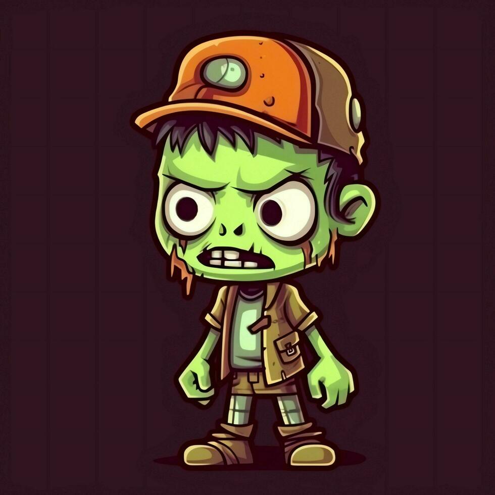 A creepy zombie in cartoon style. A scary zombie resurrection and crawling for halloween celebration. Halloween concept by AI generated photo