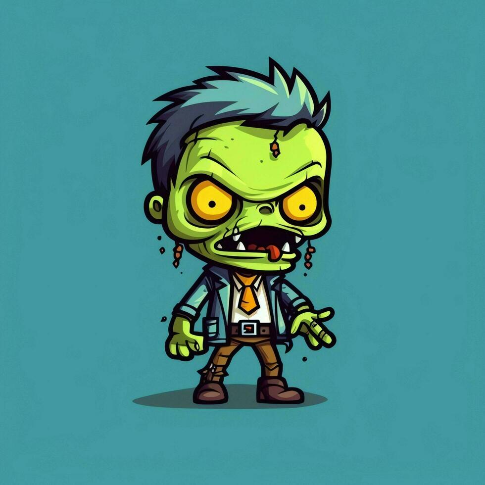 A creepy zombie in cartoon style. A scary zombie resurrection and crawling for halloween celebration. Halloween concept by AI generated photo