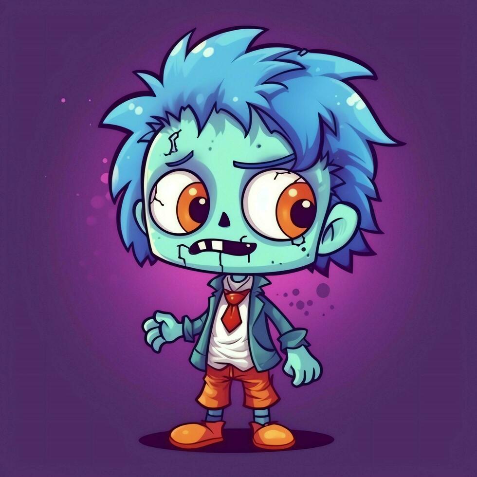 A creepy zombie in cartoon style. A scary zombie resurrection and crawling for halloween celebration. Halloween concept by AI generated photo