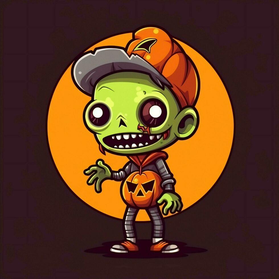 A creepy zombie in cartoon style. A scary zombie resurrection and crawling for halloween celebration. Halloween concept by AI generated photo
