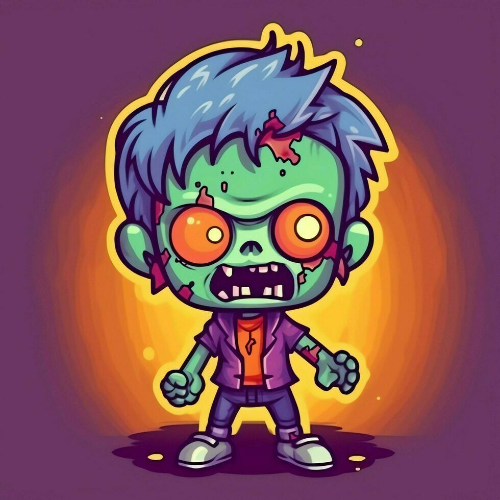 A creepy zombie in cartoon style. A scary zombie resurrection and crawling for halloween celebration. Halloween concept by AI generated photo