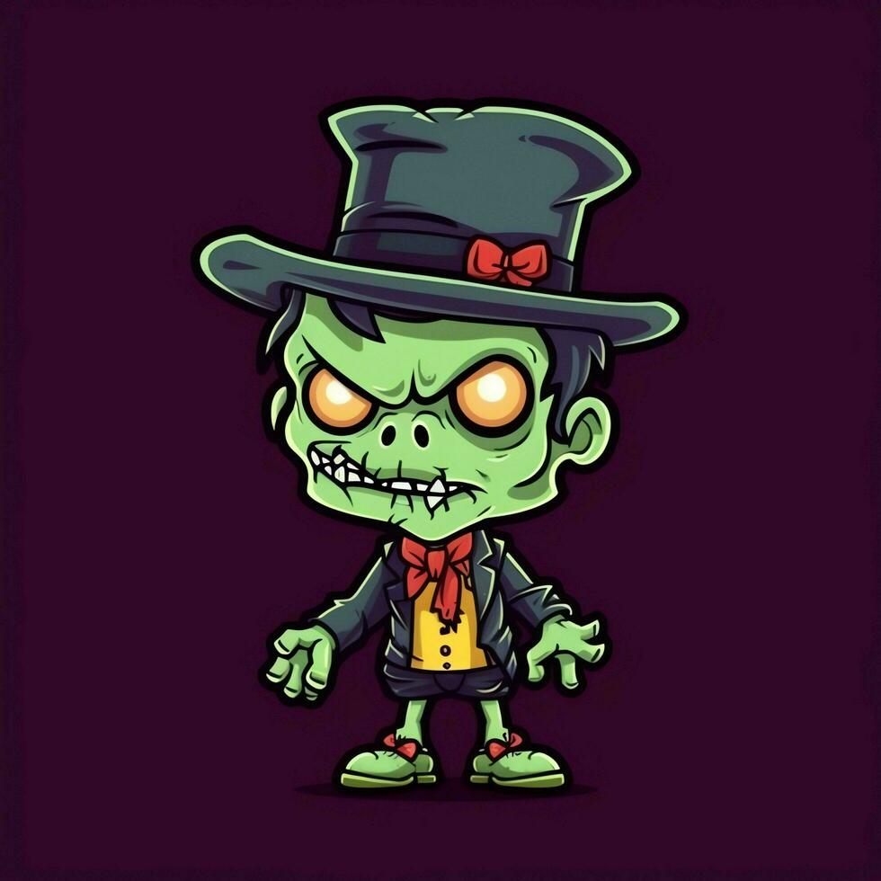A creepy zombie in cartoon style. A scary zombie resurrection and crawling for halloween celebration. Halloween concept by AI generated photo