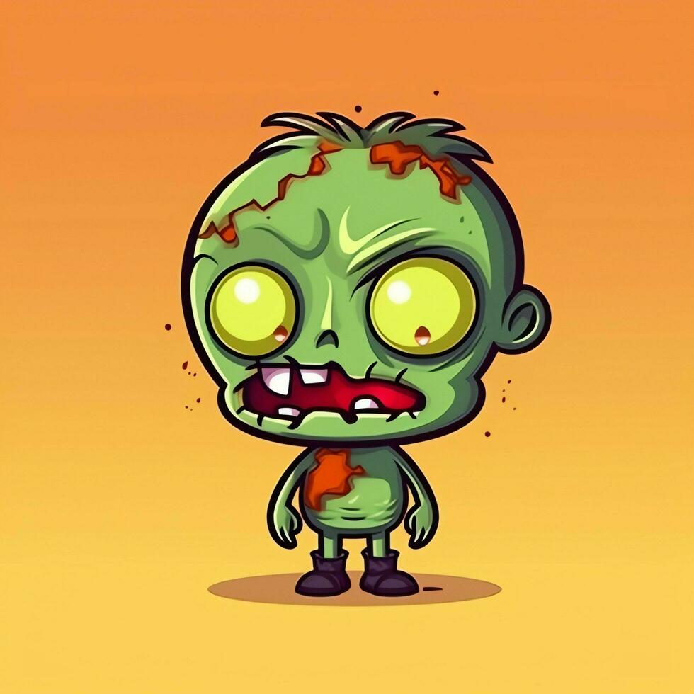 A creepy zombie in cartoon style. A scary zombie resurrection and crawling for halloween celebration. Halloween concept by AI generated photo