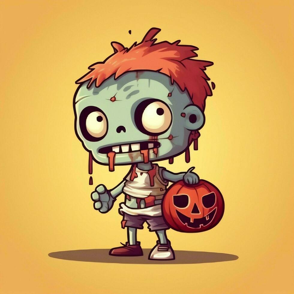 A creepy zombie in cartoon style. A scary zombie resurrection and crawling for halloween celebration. Halloween concept by AI generated photo