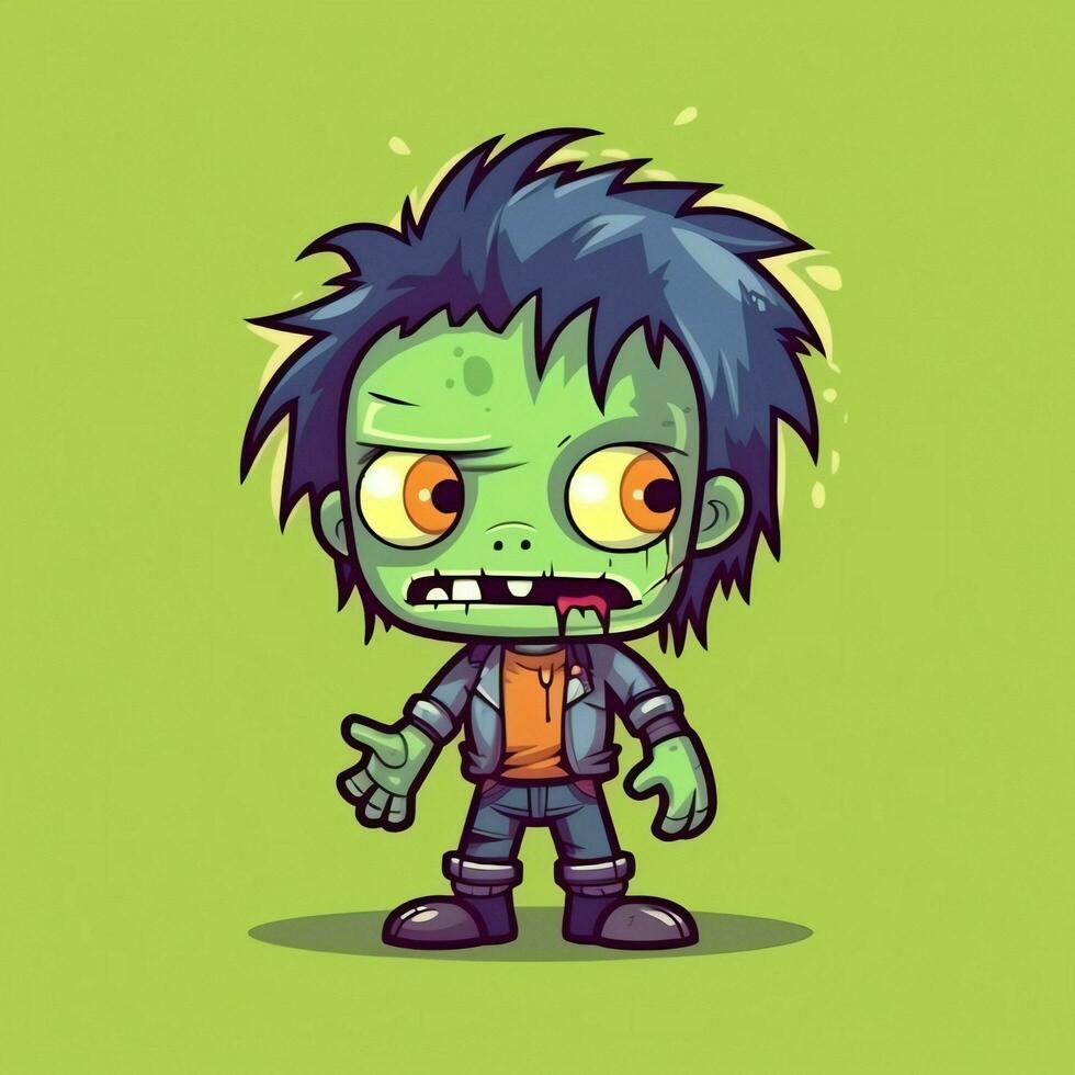 A creepy zombie in cartoon style. A scary zombie resurrection and crawling for halloween celebration. Halloween concept by AI generated photo