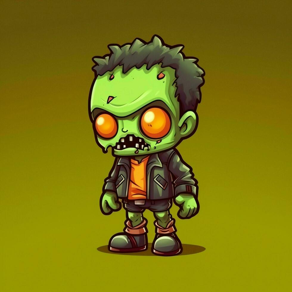 A creepy zombie in cartoon style. A scary zombie resurrection and crawling for halloween celebration. Halloween concept by AI generated photo