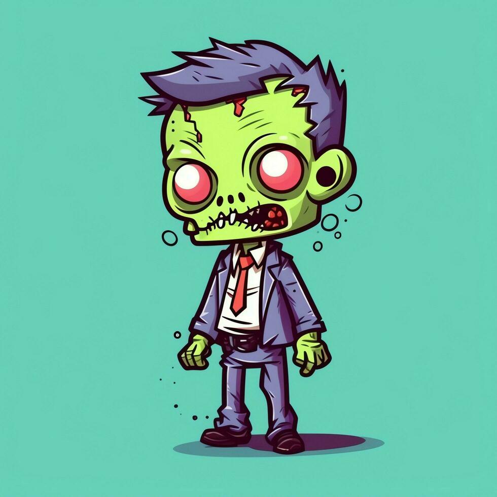 A creepy zombie in cartoon style. A scary zombie resurrection and crawling for halloween celebration. Halloween concept by AI generated photo