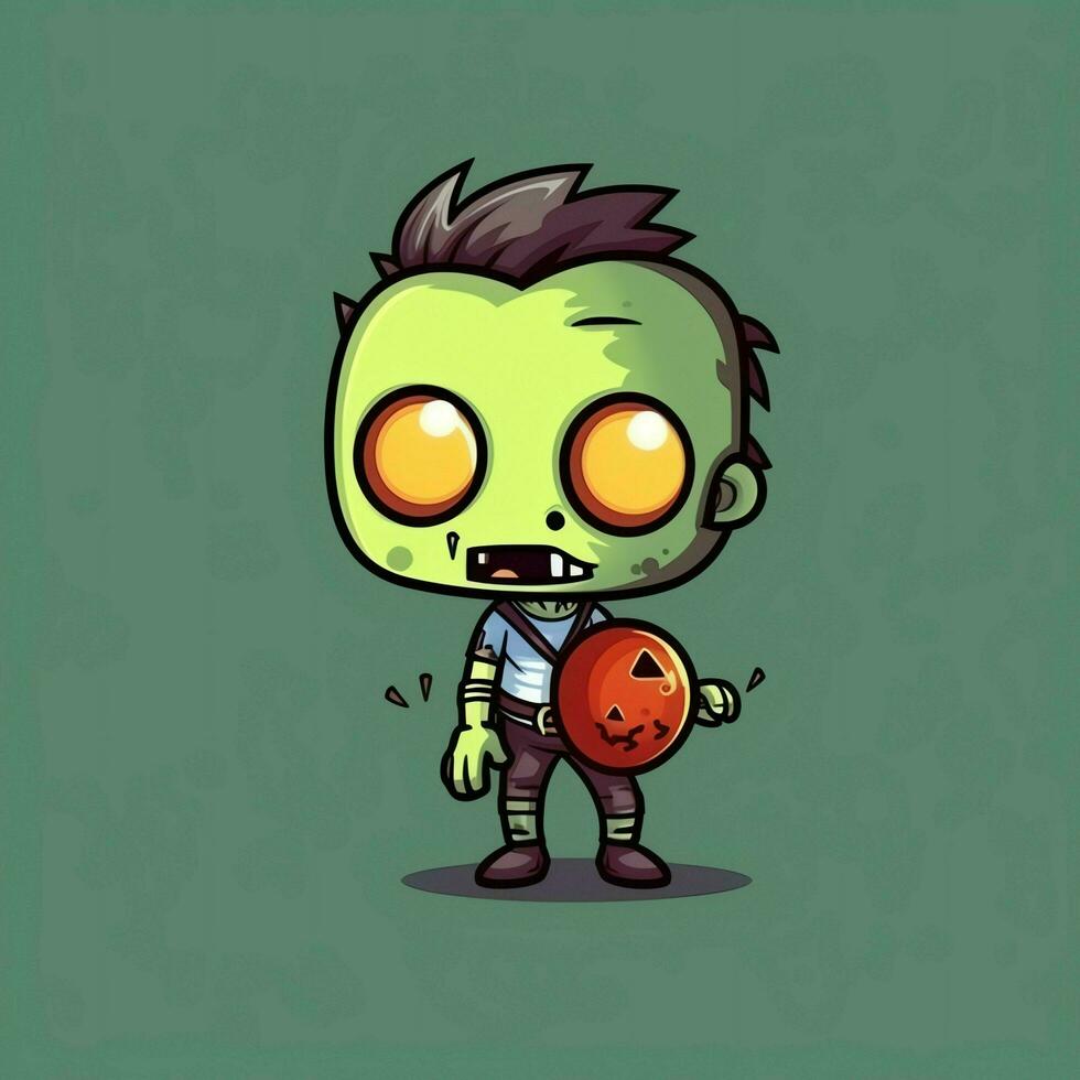 A creepy zombie in cartoon style. A scary zombie resurrection and crawling for halloween celebration. Halloween concept by AI generated photo