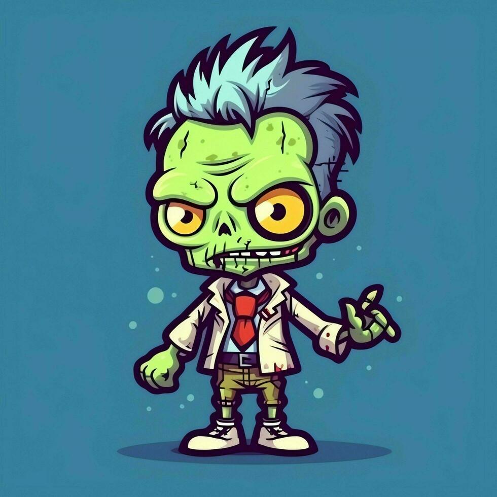 A creepy zombie in cartoon style. A scary zombie resurrection and crawling for halloween celebration. Halloween concept by AI generated photo