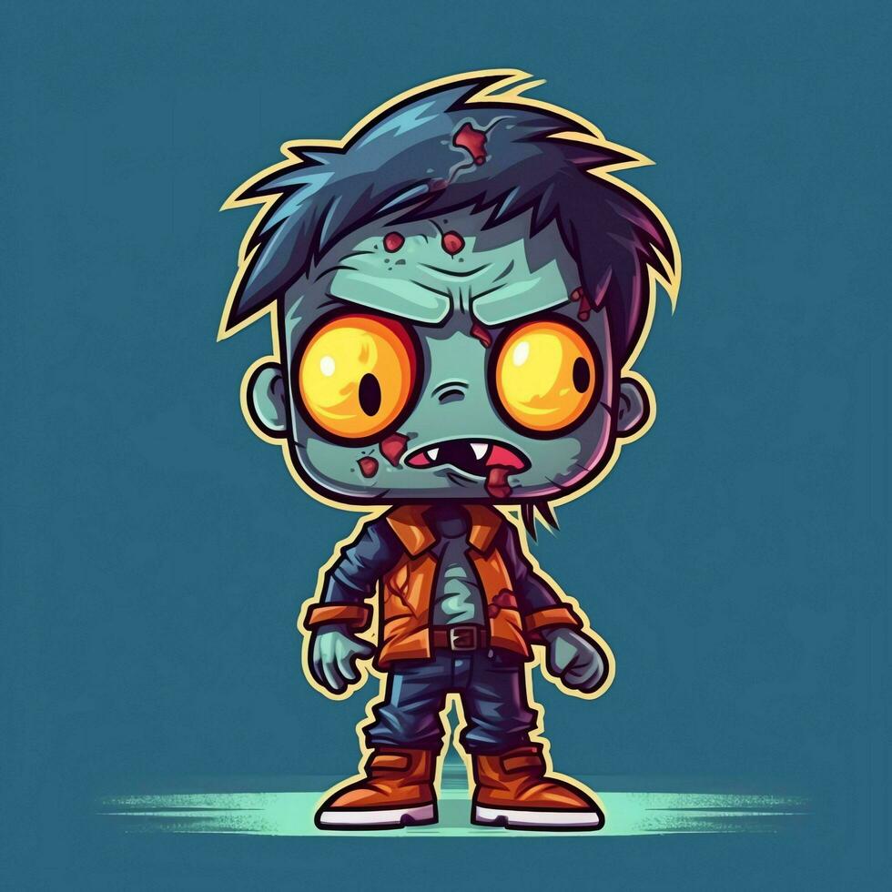 A creepy zombie in cartoon style. A scary zombie resurrection and crawling for halloween celebration. Halloween concept by AI generated photo