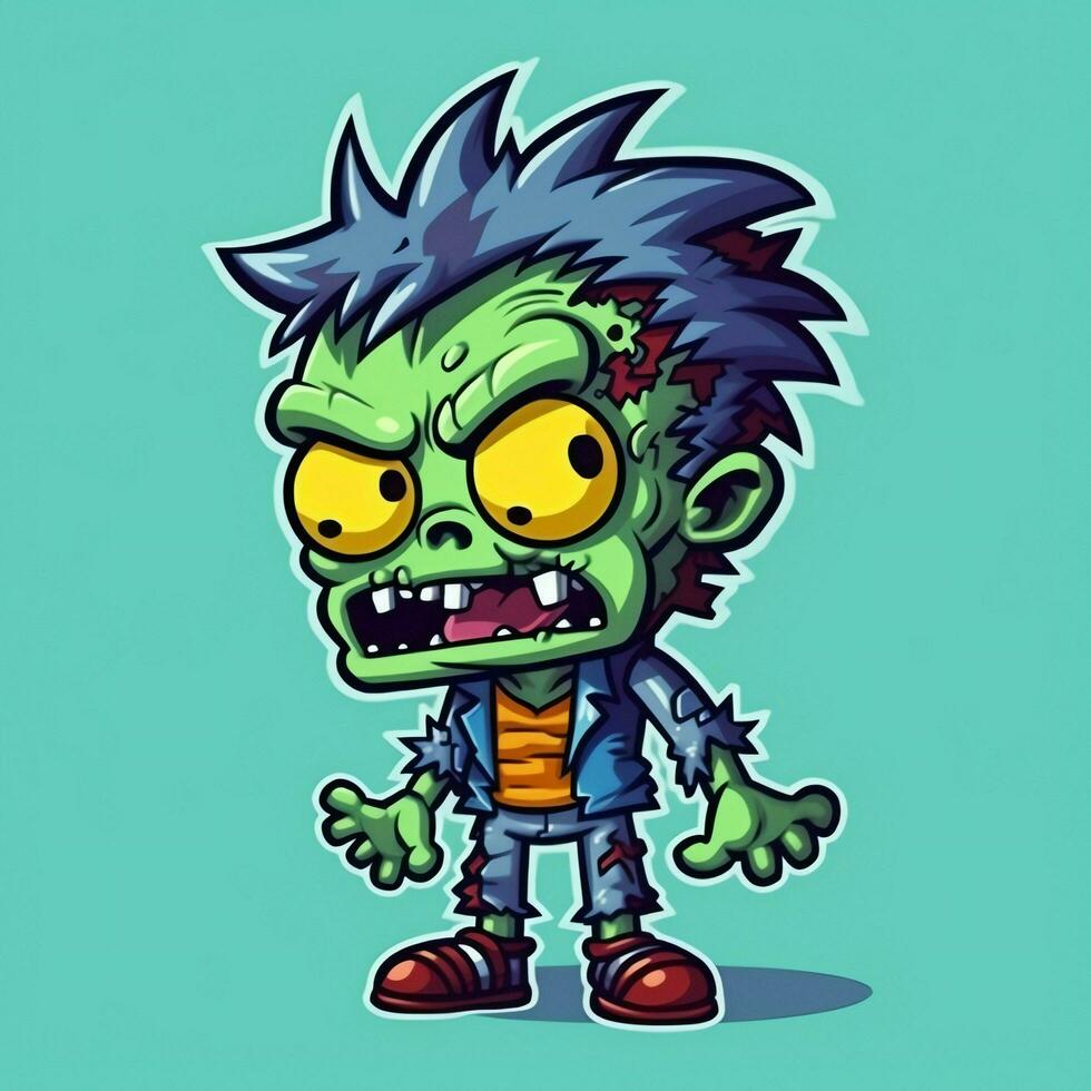 A creepy zombie in cartoon style. A scary zombie resurrection and crawling for halloween celebration. Halloween concept by AI generated photo