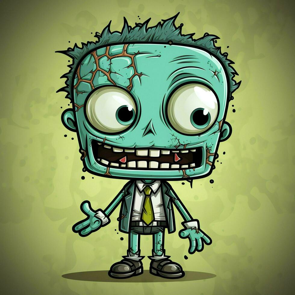 A creepy zombie in cartoon style. A scary zombie resurrection and crawling for halloween celebration. Halloween concept by AI generated photo