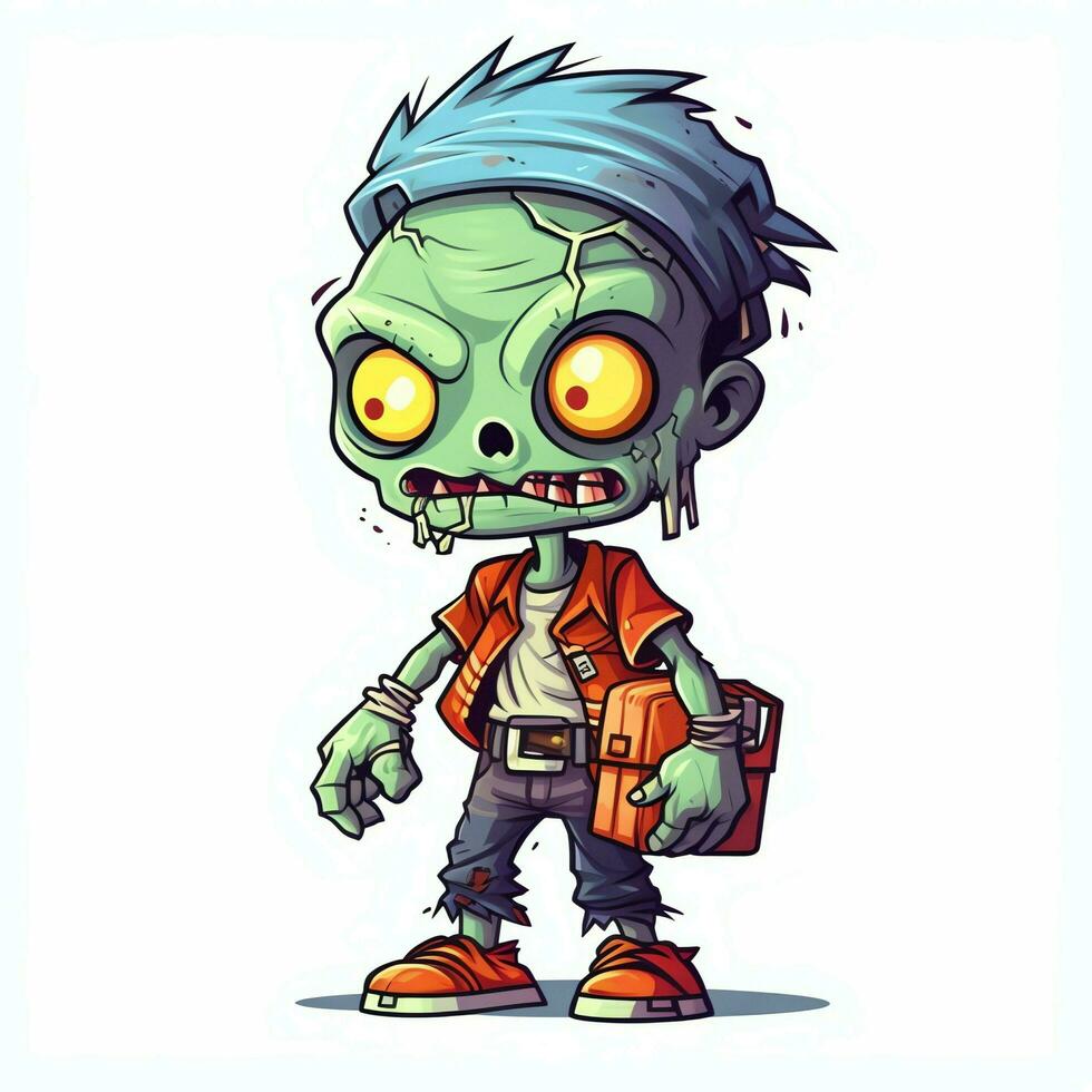 A creepy zombie in cartoon style. A scary zombie resurrection and crawling for halloween celebration. Halloween concept by AI generated photo