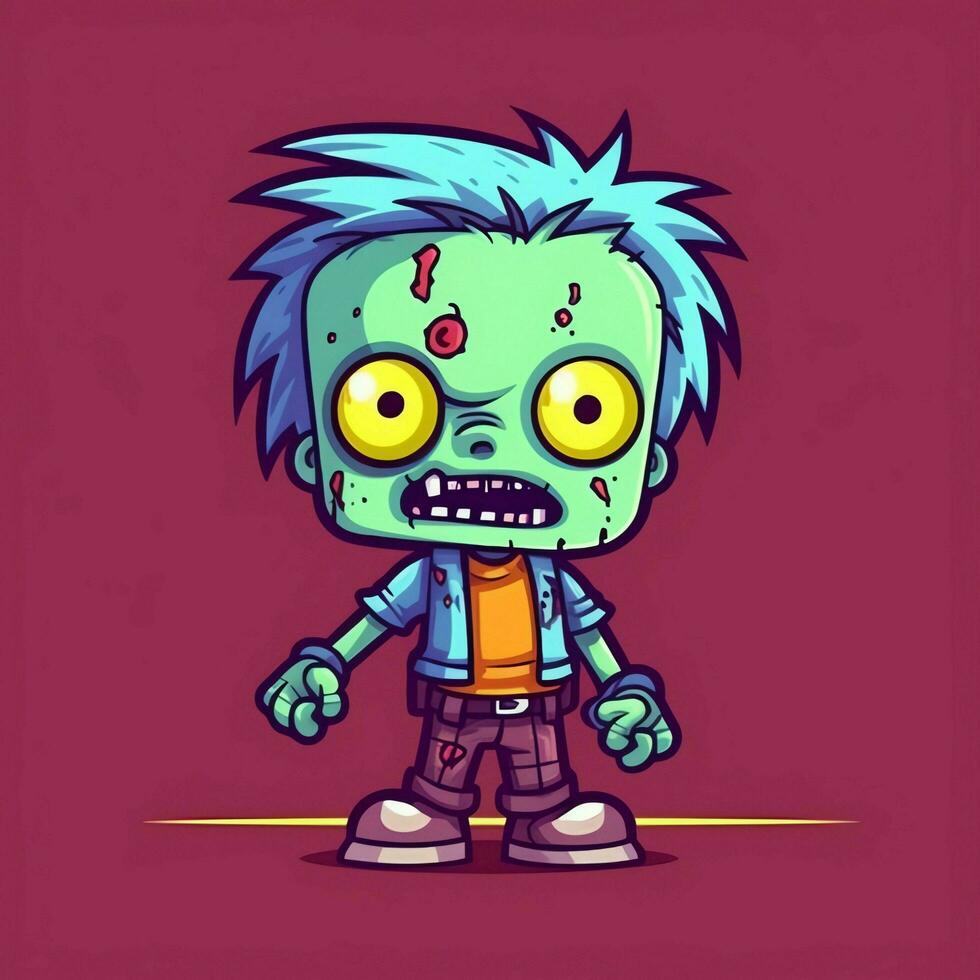A creepy zombie in cartoon style. A scary zombie resurrection and crawling for halloween celebration. Halloween concept by AI generated photo