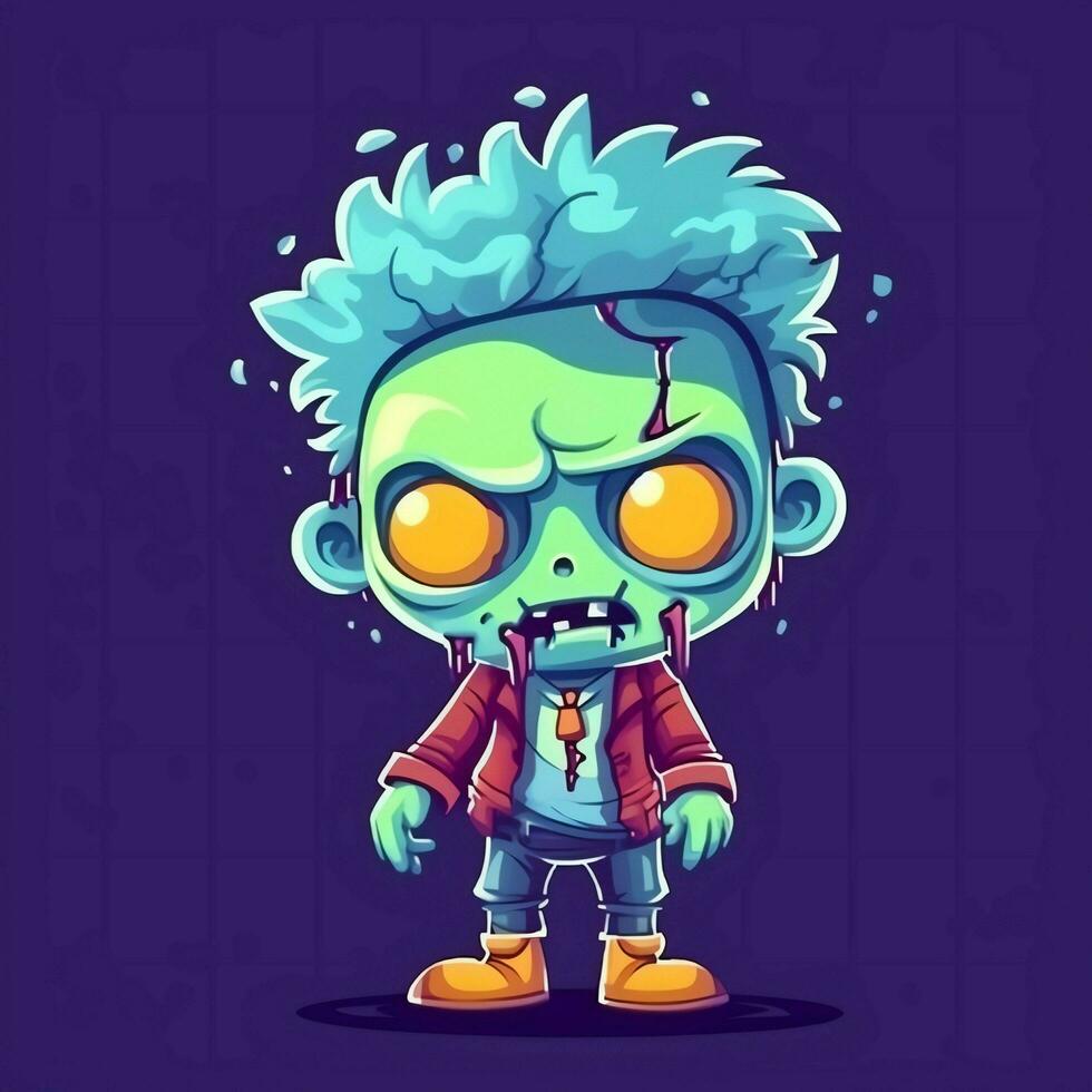 A creepy zombie in cartoon style. A scary zombie resurrection and crawling for halloween celebration. Halloween concept by AI generated photo