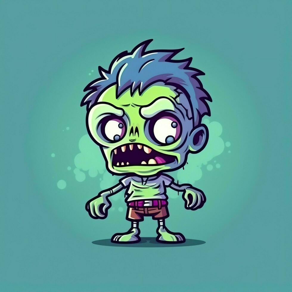 A creepy zombie in cartoon style. A scary zombie resurrection and crawling for halloween celebration. Halloween concept by AI generated photo