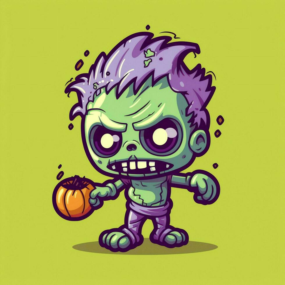 A creepy zombie in cartoon style. A scary zombie resurrection and crawling for halloween celebration. Halloween concept by AI generated photo