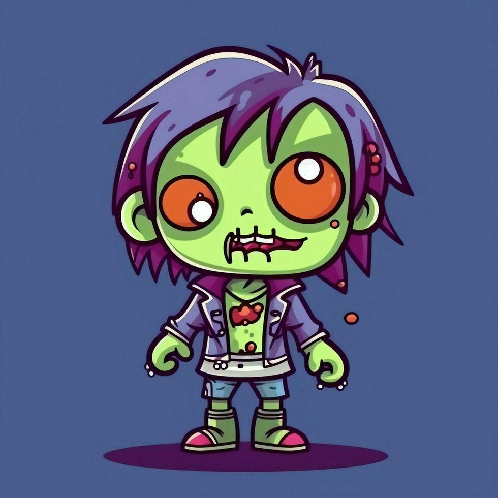A creepy zombie in cartoon style. A scary zombie resurrection and crawling for halloween celebration. Halloween concept by AI generated photo